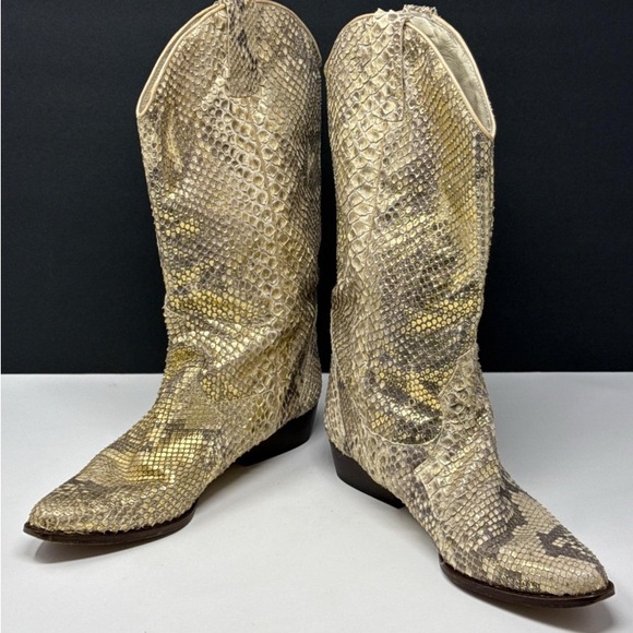 Lucini Made in Italy Genuine Snakeskin Cowboy Boots